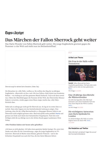 TA: Das Märchen der Fallon Sherrock geht weiter